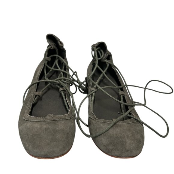 Joie Graphite Gray Suede Ballet Flats with Lace-Up Design Size 37 1/2 - Picture 3 of 7